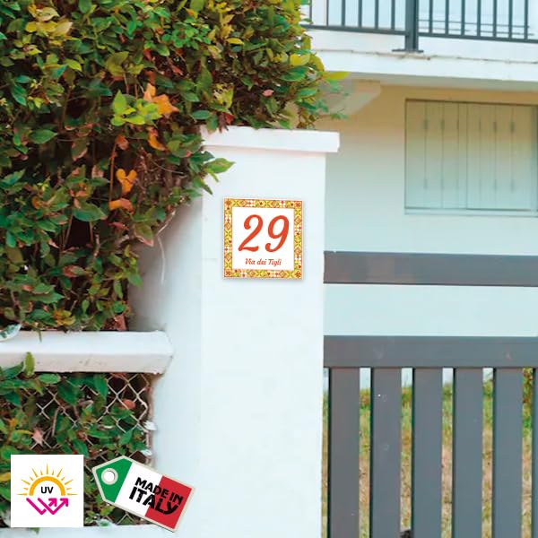 GFD Numero Civico Personalizzato su Mattonella Ceramica - Ideale per Esterno Ingresso Casa - Personalizzabile con Testo o Foto - Formato 10x10 o 15x15 (10x10 cm)